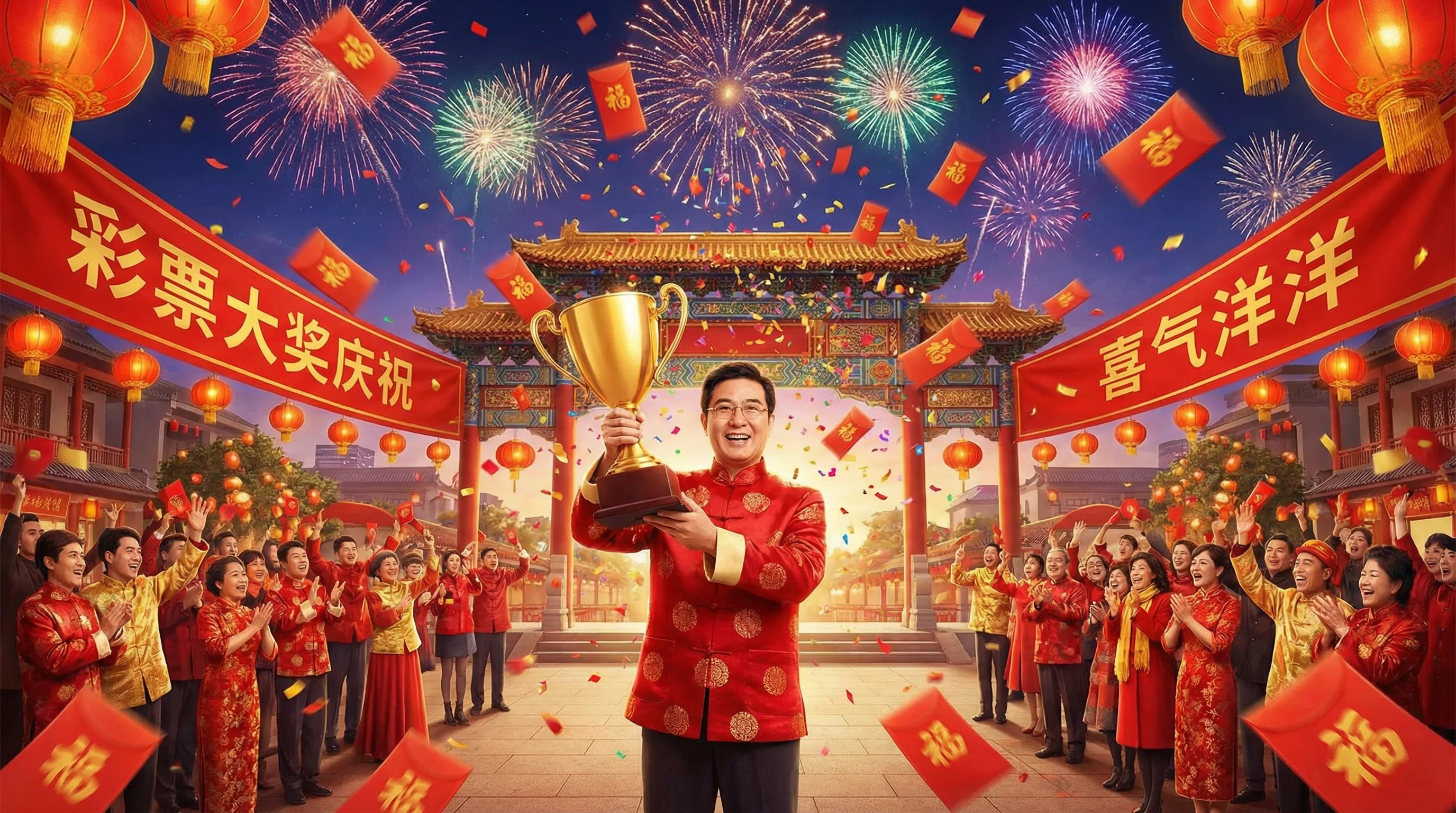 排列3中奖喜报庆祝画面